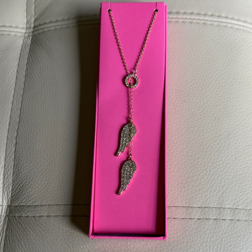 Victoria’s Secret Angel Wings Pavé Lariat Necklace NWT
